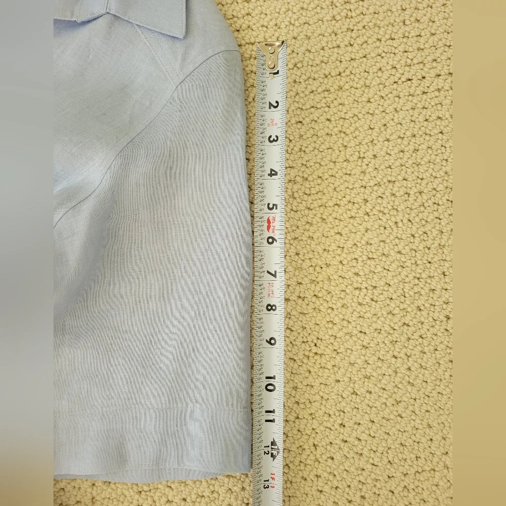 Redondo Frydman Solid Blue Linen Dress - Picture 6 of 11